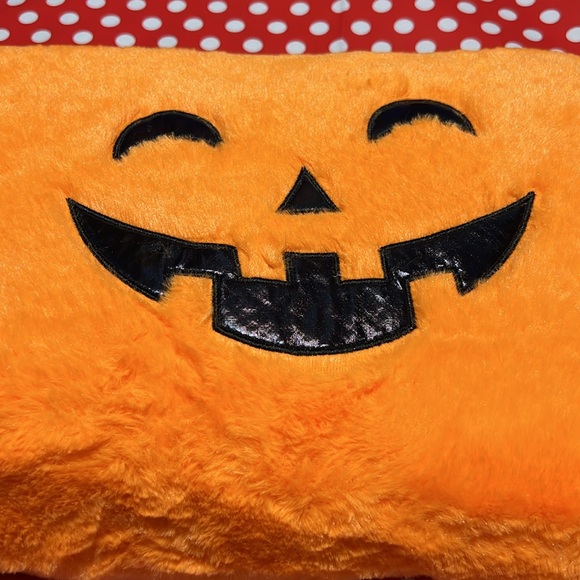 New Seasonal Collection Orange Pumpkin Face Plush Decorative Pillow 18IN x 12IN - Picture 2 of 6